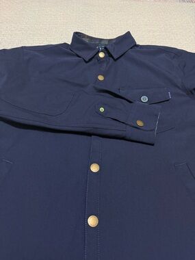 William Murray Golf Button Up Sleeve Lined Jacket.  Medium.Navy with plaid liner